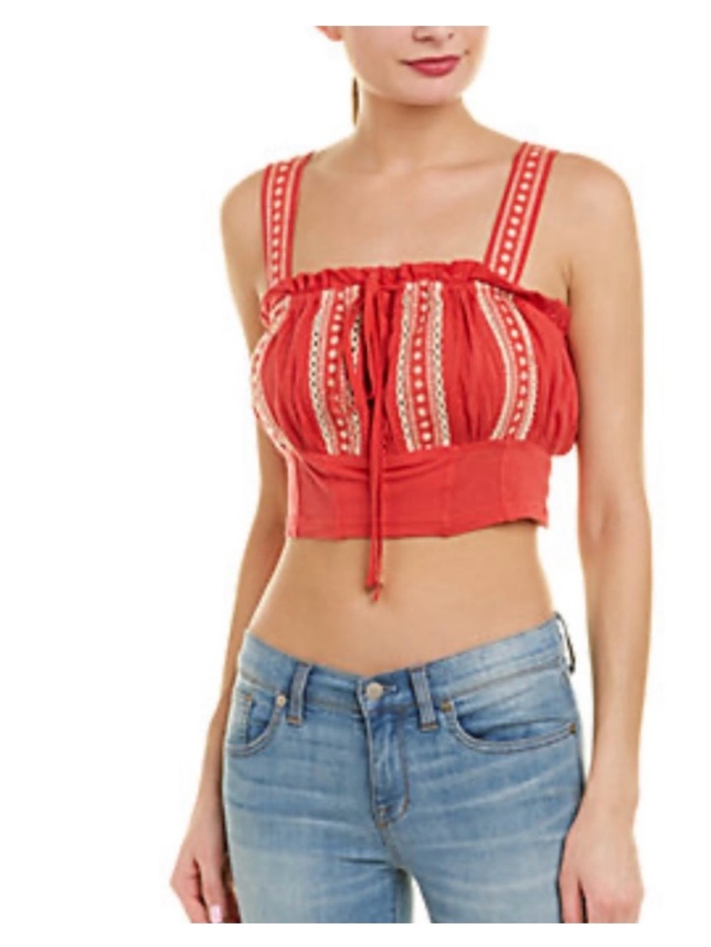 Free People Hill Top Linen Blend Crop Top